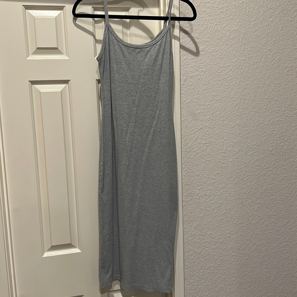 Grey ribbed bodycon dress